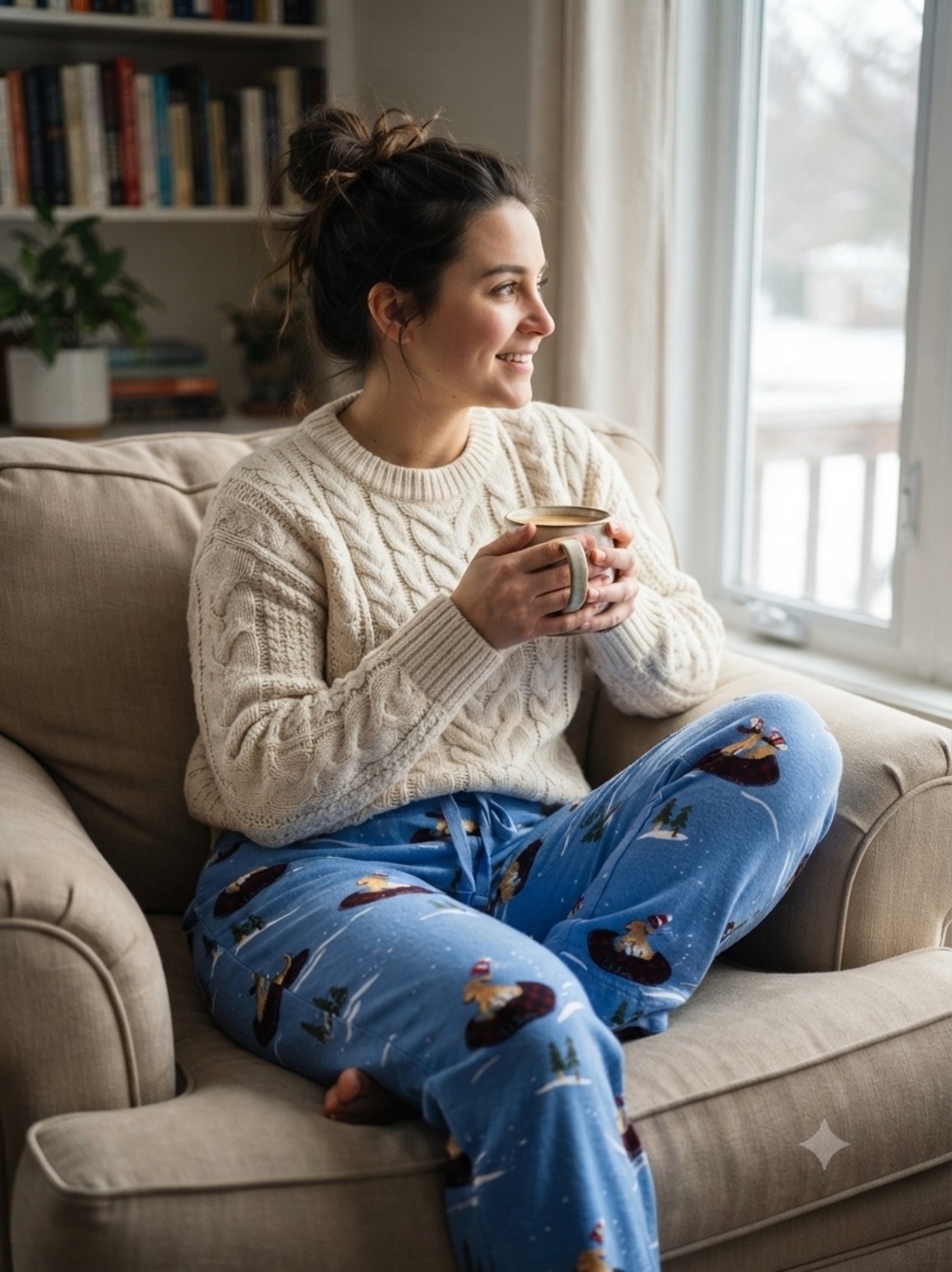 L.L. Bean Blue Holiday Dog Print Pajama Lounge Pants